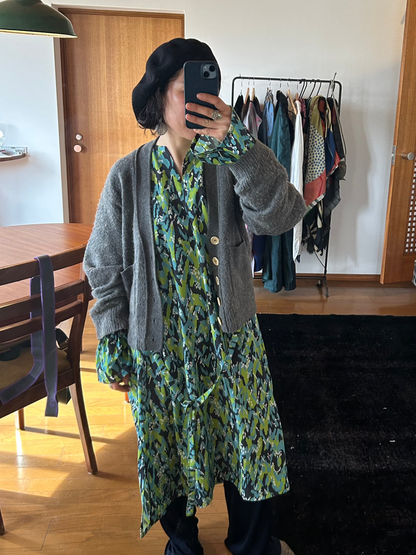 Banshu Ori Japanese Wool/Cotton Jacquard Coat Dress / Camel