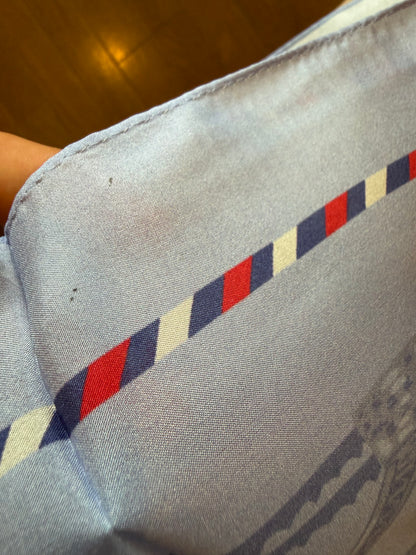 Japanese Printed Silk 'Polka Dot Queen' navy mini scarf with wave ring