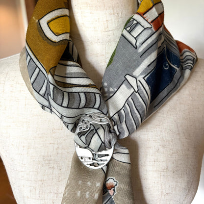 dead stock vintage scarf clip flower motif