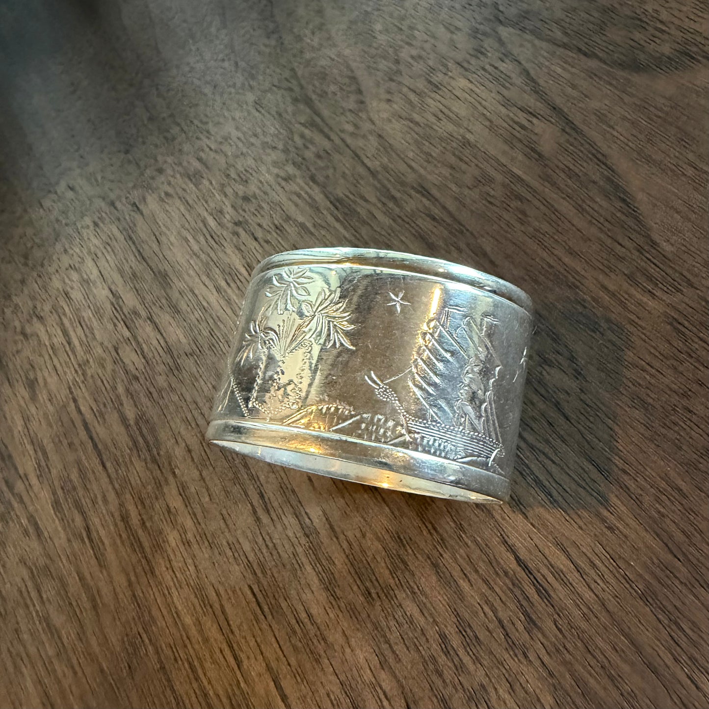 ロングストール用 ヴィンテージリング / silver plated 19世紀 風景画 イギリス製