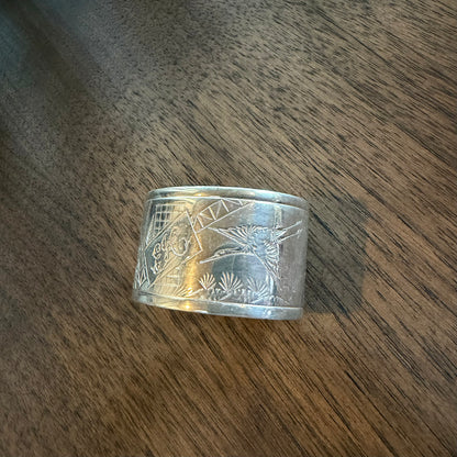 ロングストール用 ヴィンテージリング / silver plated 19世紀 風景画 イギリス製