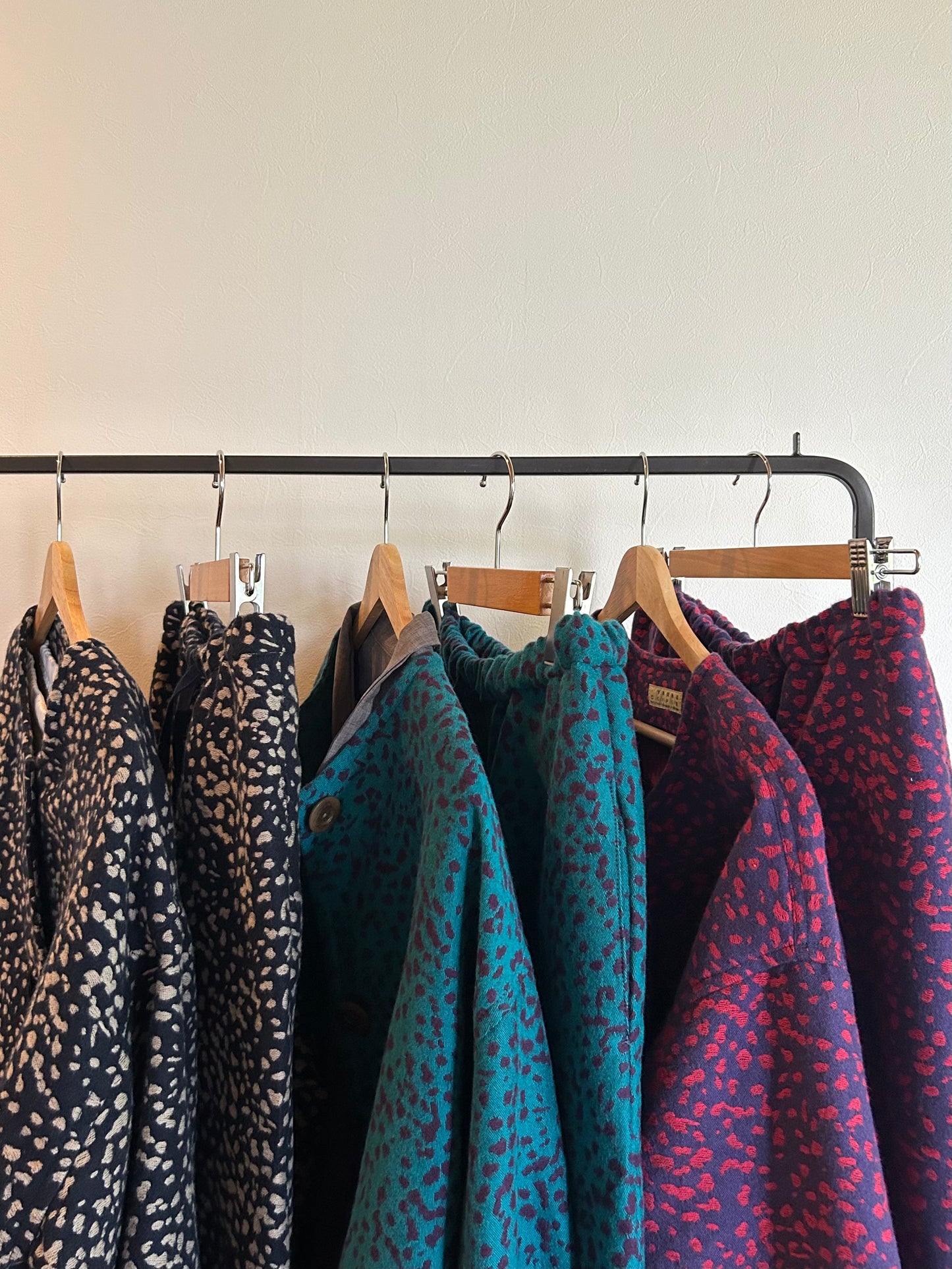 11月中旬入荷予定！播州織 Wool/Cotton イージーパンツ / blue green x purple