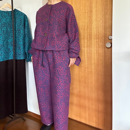 11月中旬入荷予定！播州織 Wool/Cotton ショート丈ジャケット / pink x purple
