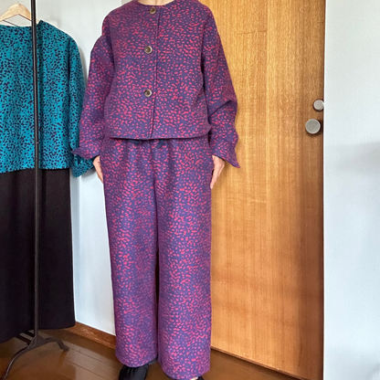 11月中旬入荷予定！播州織 Wool/Cotton イージーパンツ / pinkxpurple