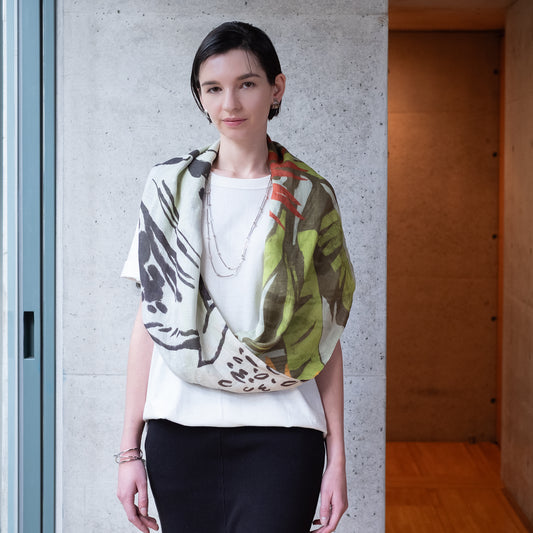 近江のリネンループスカーフ 'Pacific Island'