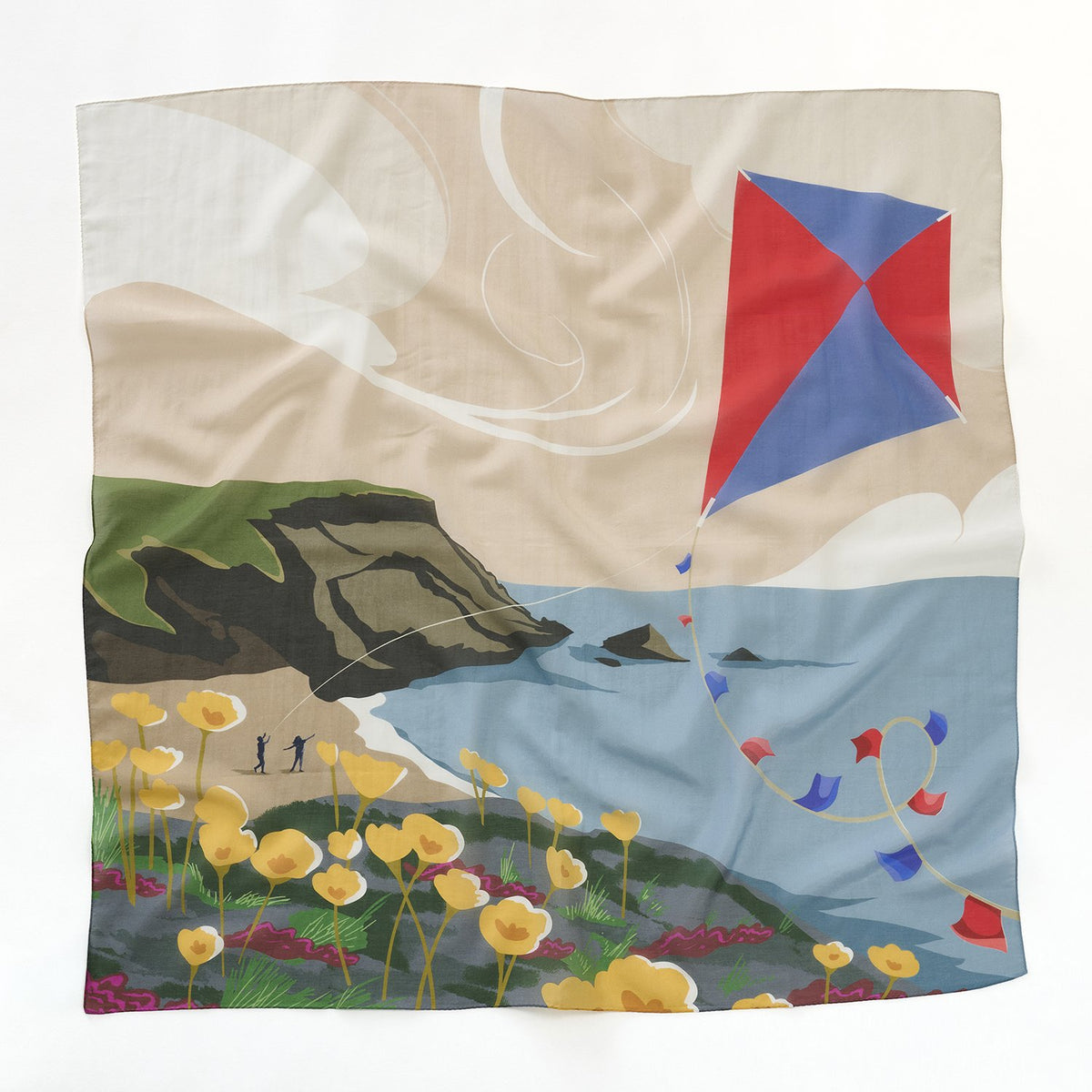 シルクコットンの大判スカーフ 'Windy Bay' beige