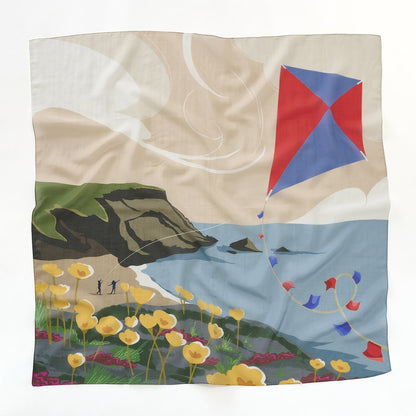 シルクコットンの大判スカーフ 'Windy Bay' beige