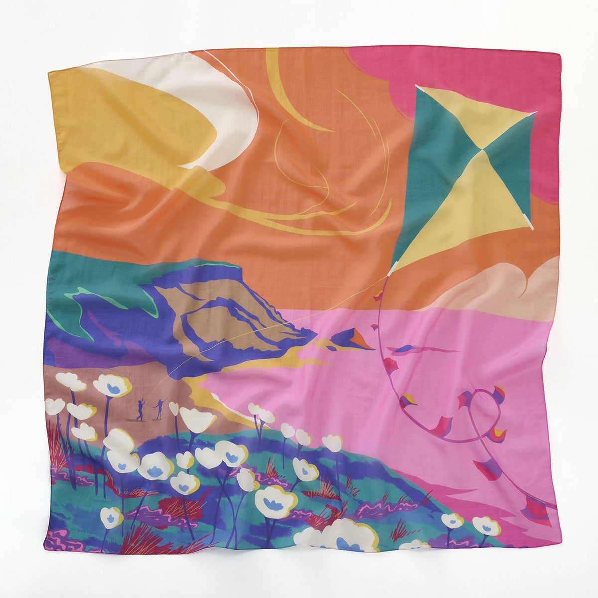 シルクコットンの大判スカーフ 'Windy Bay' pink