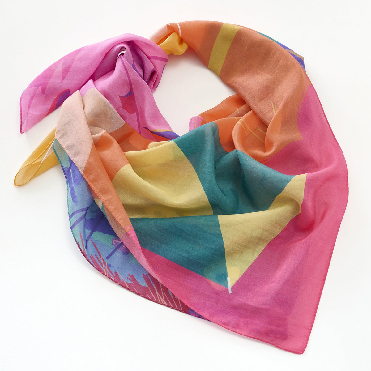シルクコットンの大判スカーフ 'Windy Bay' pink