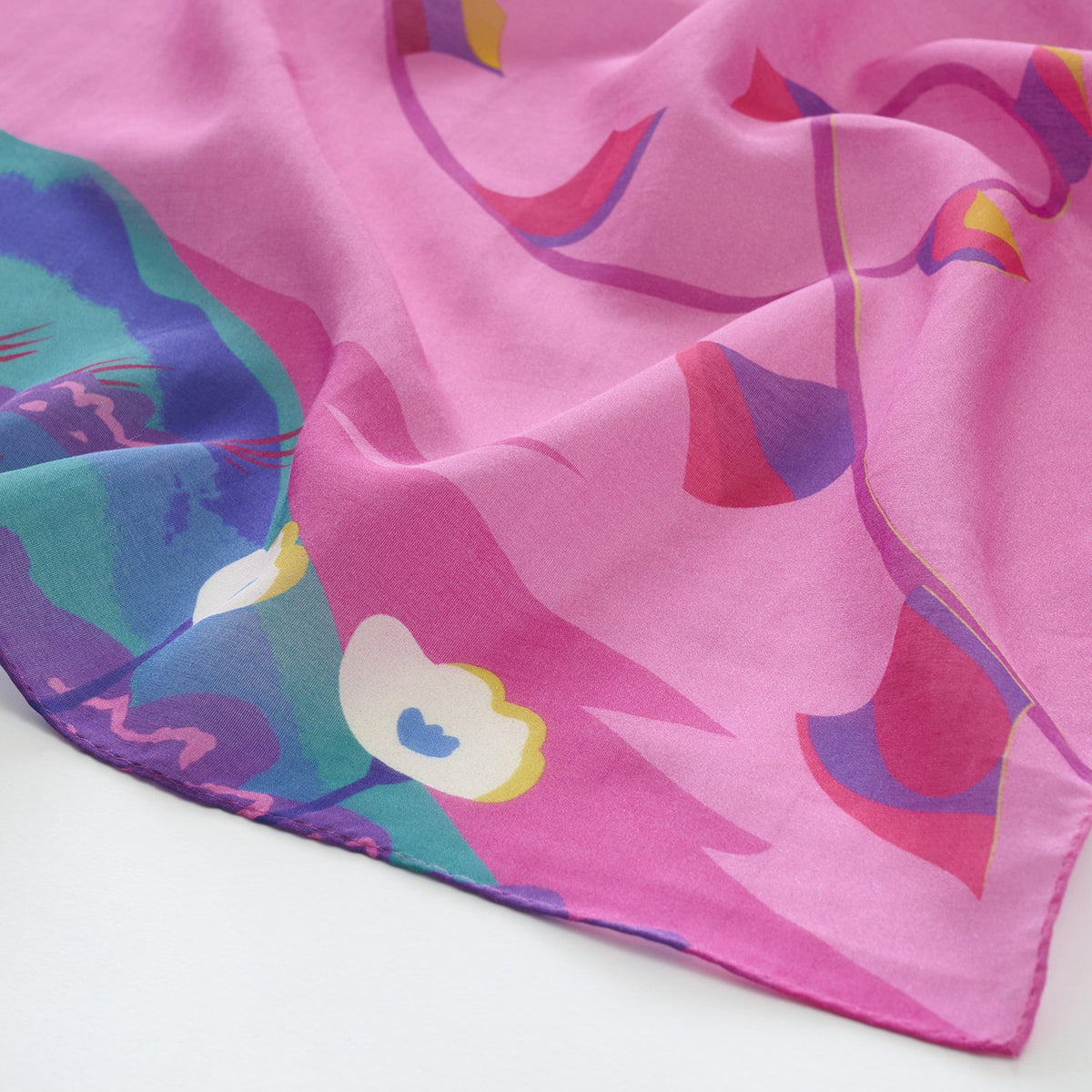 シルクコットンの大判スカーフ 'Windy Bay' pink