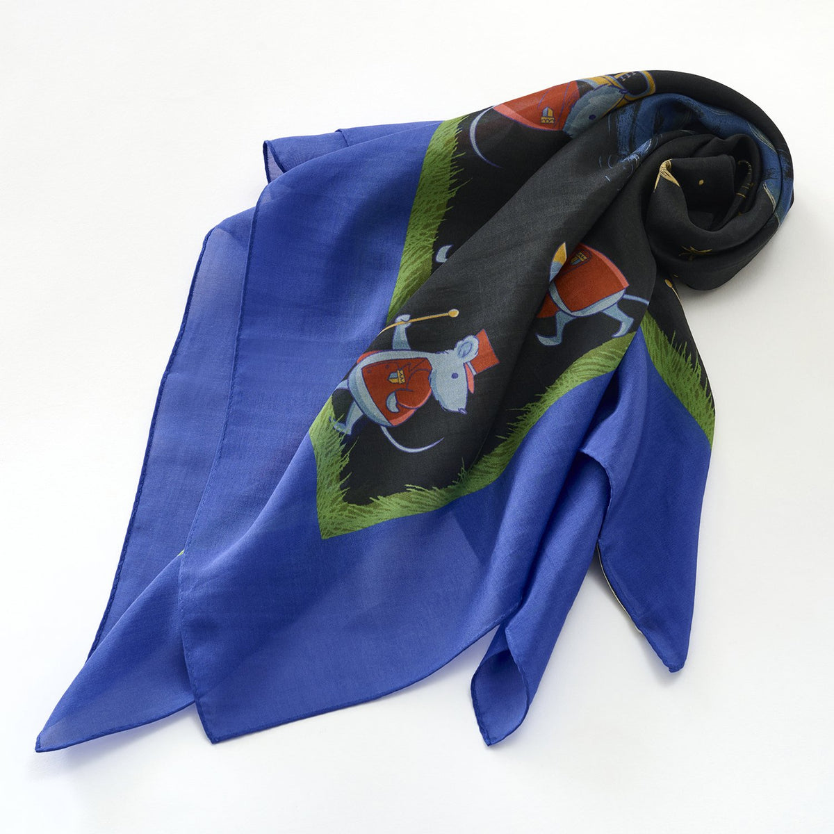 シルクコットンの大判スカーフ 'Shooting Stars' navy