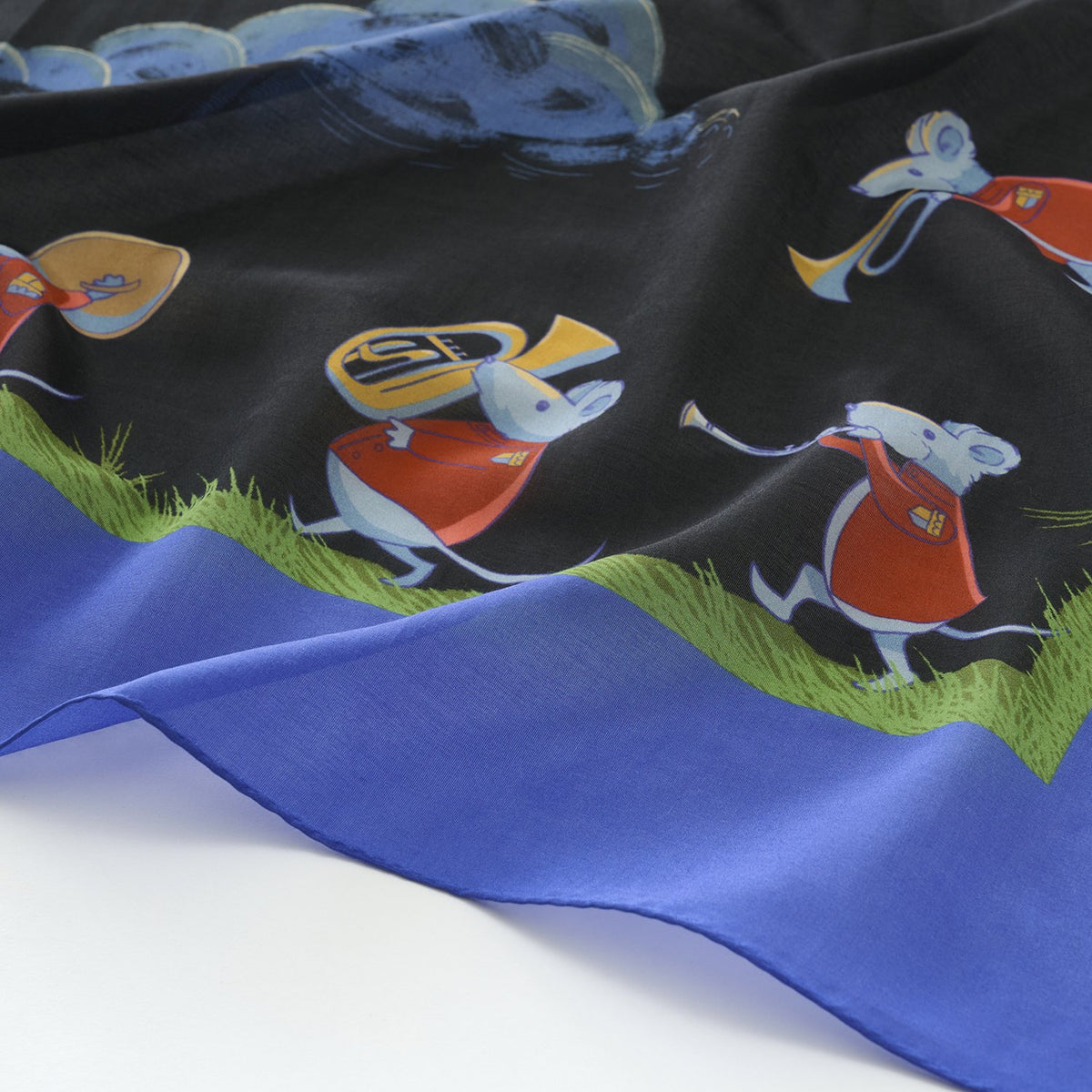 シルクコットンの大判スカーフ 'Shooting Stars' navy