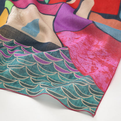 リング付き オーガニックコットンミニスカーフ 'Surf Shacks' pink