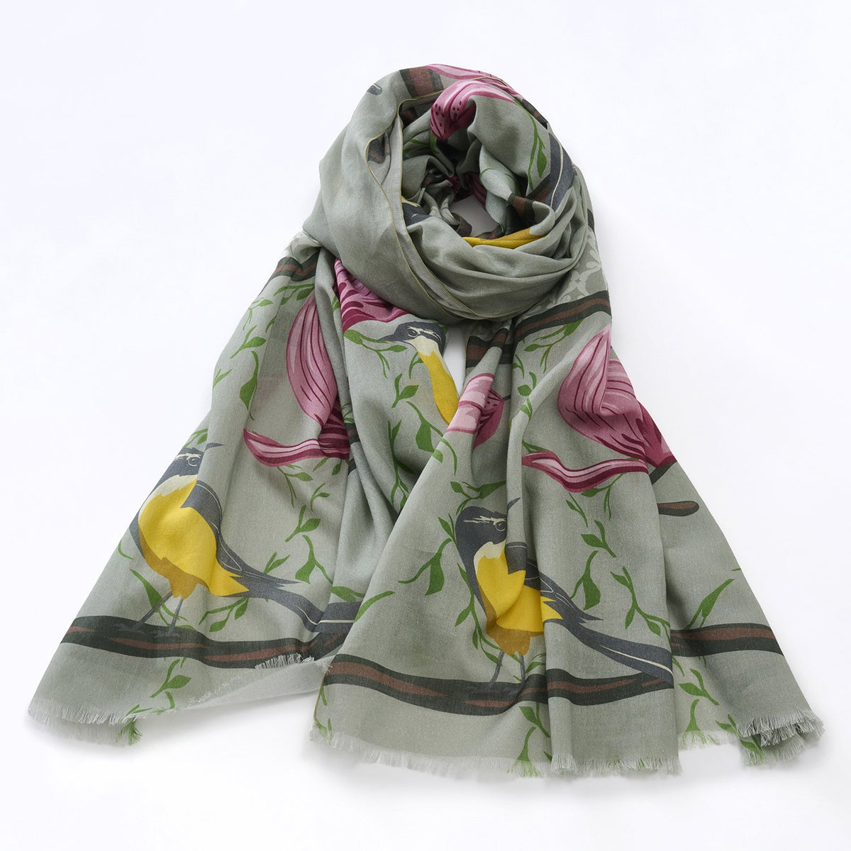 オーガニックコットンのロングストール 'Crabble Magnolia' grey
