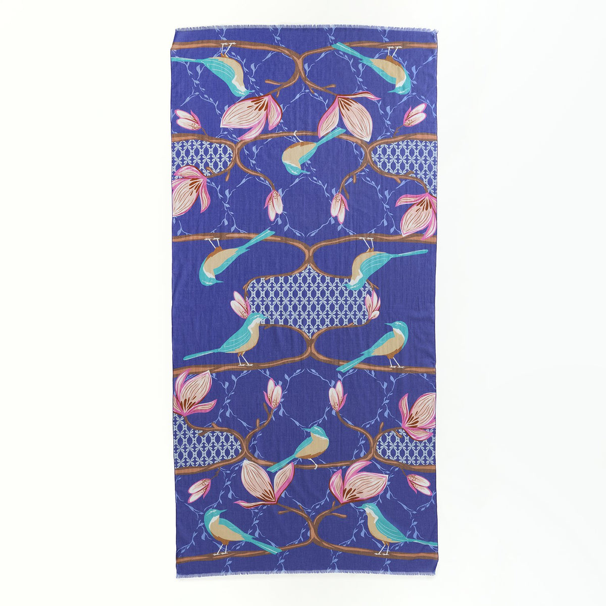 オーガニックコットンのロングストール 'Crabble Magnolia' navy