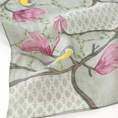 リング付き 近江のリネンミニスカーフ 'Crabble Magnolia' grey