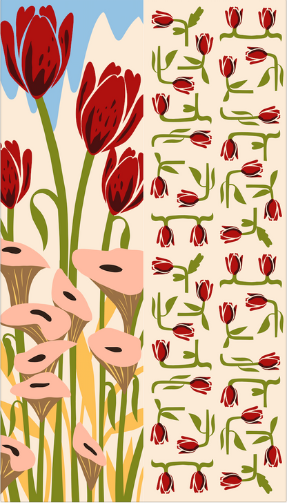 ３月上旬再入荷！Silk/Silk 'Tulips' red ループスカーフ