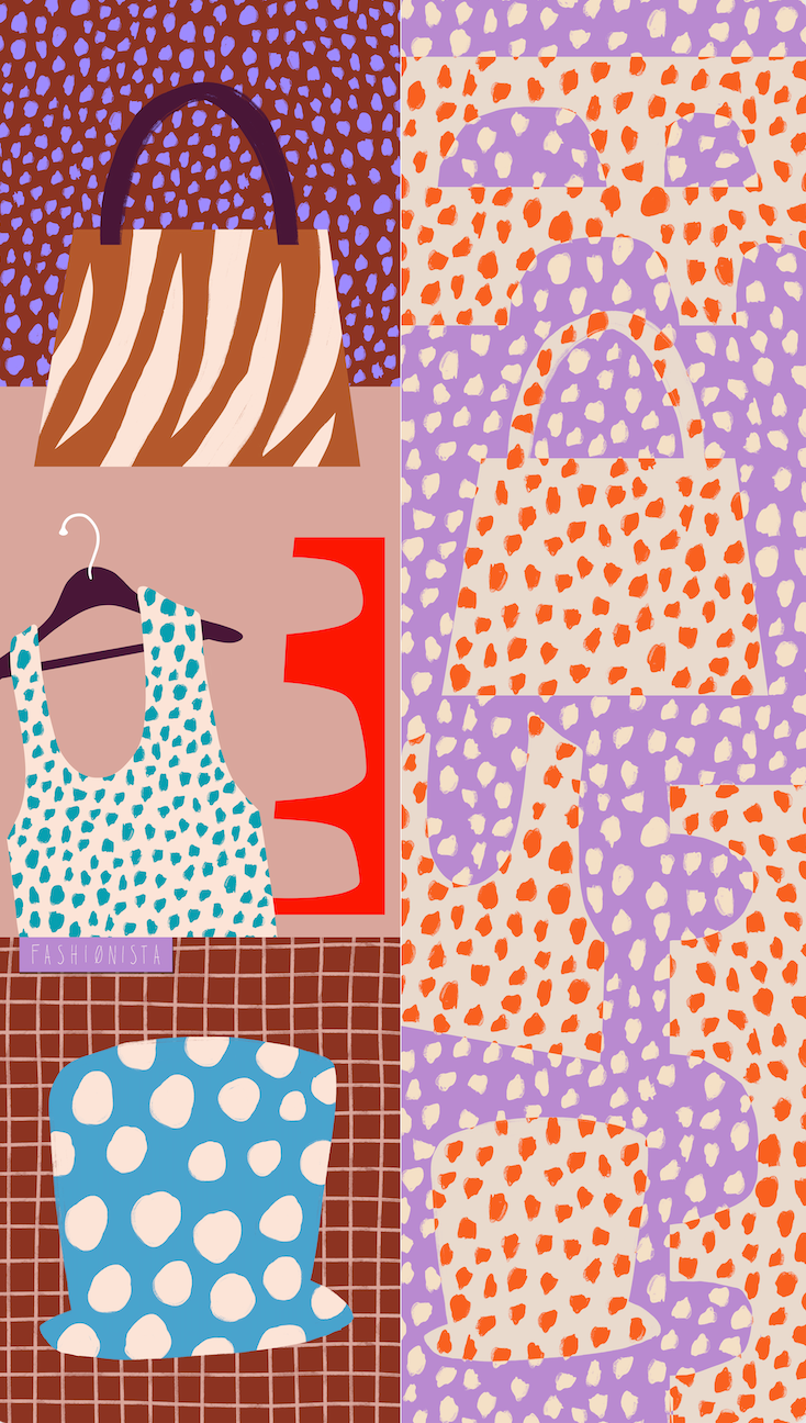 Japanese Printed Silk 'Polka Dot Queen' navy mini scarf with wave ring