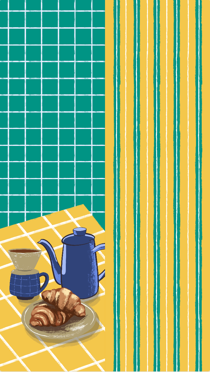 両面シルクのループスカーフ 'Coffee & Croissants' bottle green