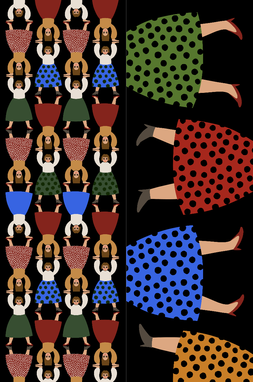 メリノウールの二重ロングストール 'Head Over Heels' black&beige