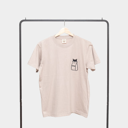 8月中旬ごろお届け予定 Organic Cotton UNISEX 刺繍 Tshirt 'Coffee Cat'