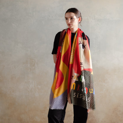 Japanese Printed Organic Cotton 'Brooklyn Funk Soul Sessions' B long stole