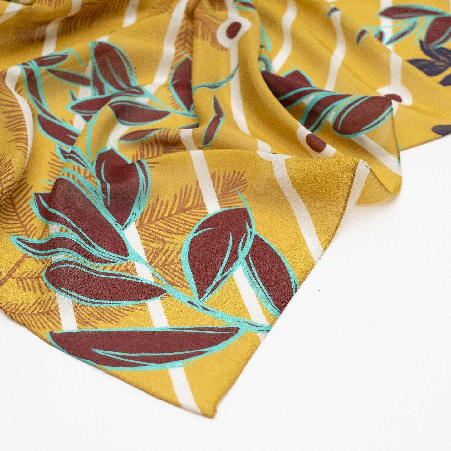 Japanese Printed Silk Cotton 'Rotherhithe' Mustard 大判スカーフ