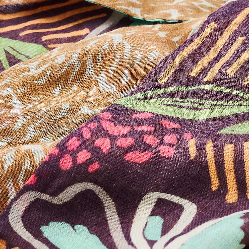 ５月中入荷予定！Japanese Linen 'Bloom' purple+beige ループスカーフ