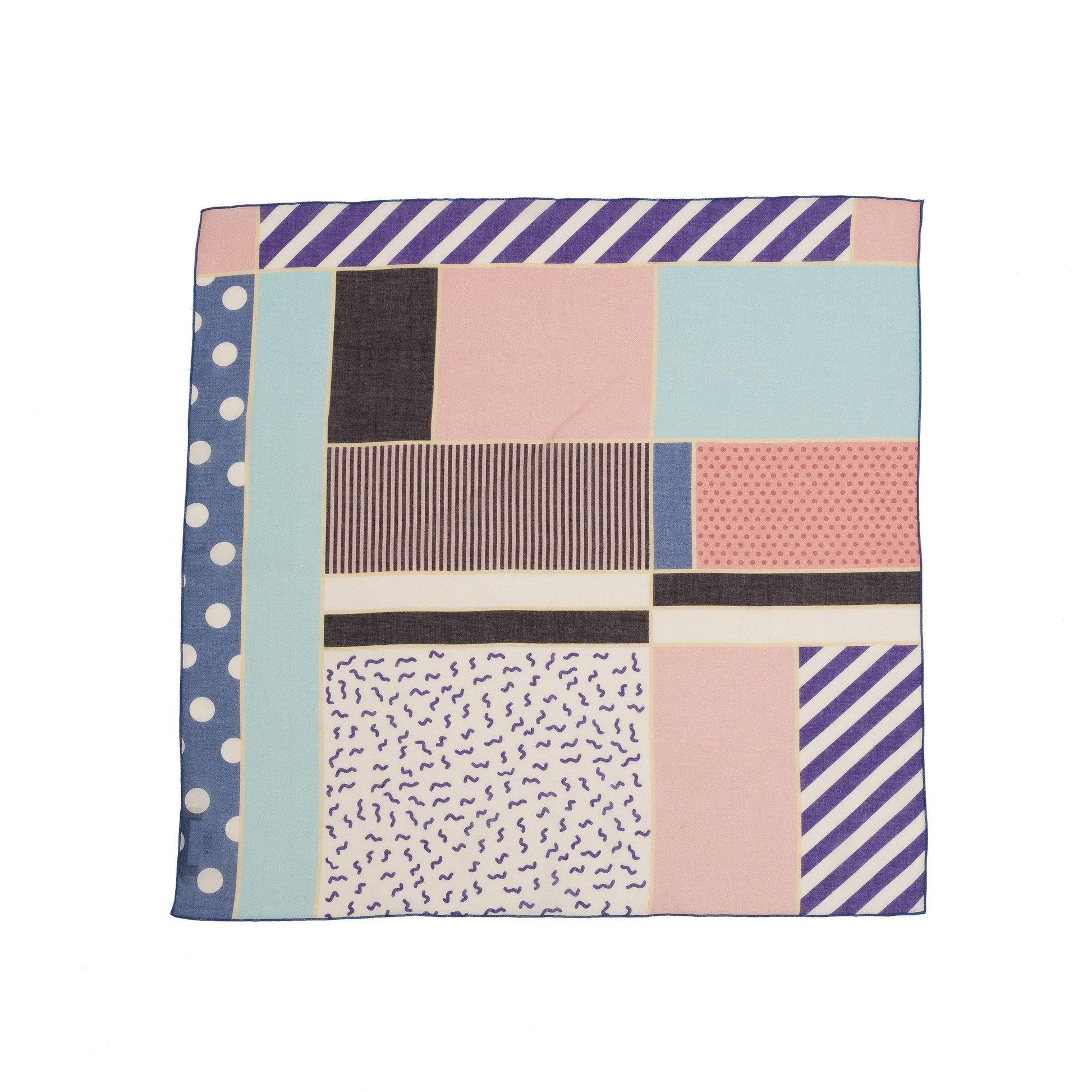 Japanese Printed Organic cotton 'DotsandStripes' BXS.Pink リング付きミニスカーフ