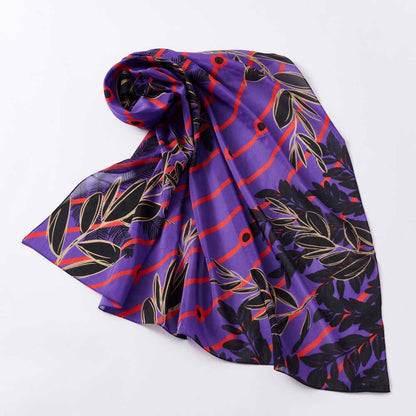 Japanese Printed Silk Cotton 'Rotherhithe' Purple 大判スカーフ