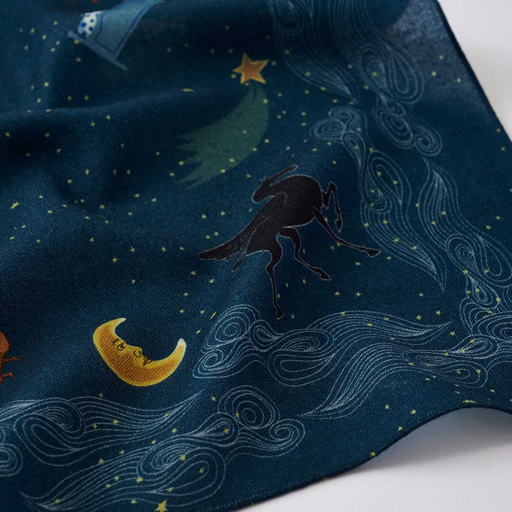 Japanese Merino Wool 'Winter Nights Dream' リング付きミニスカーフ