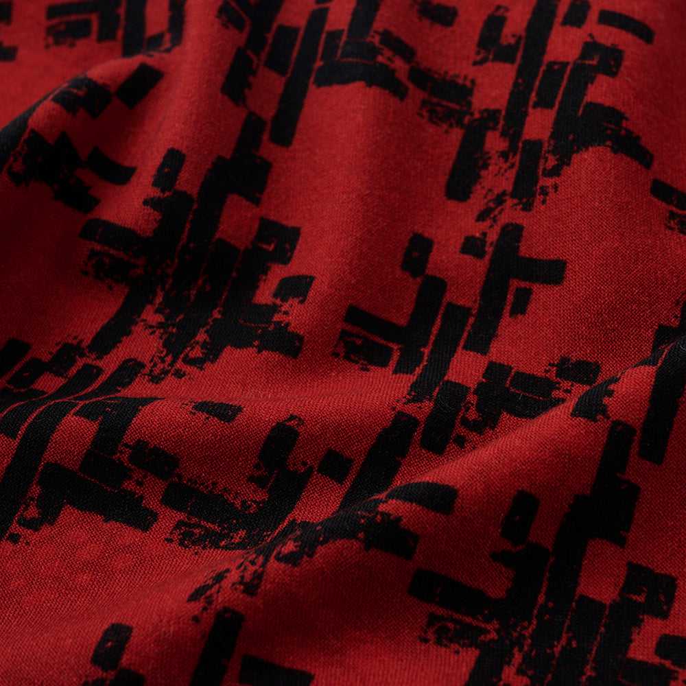 Japanese Printed Silk&MerinoWool 'Weekend Journey' brown x red ループスカーフ