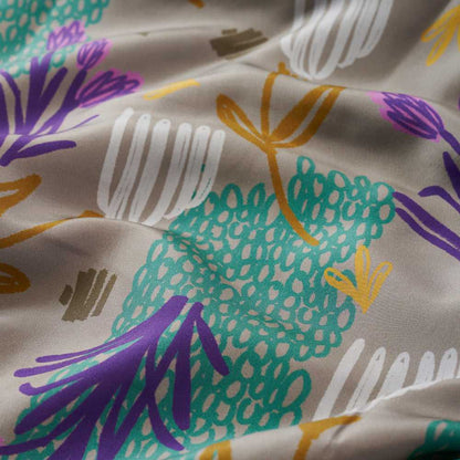 Japanese Printed Silk & Merino Wool 'Lavender Fields' greige ループスカーフ