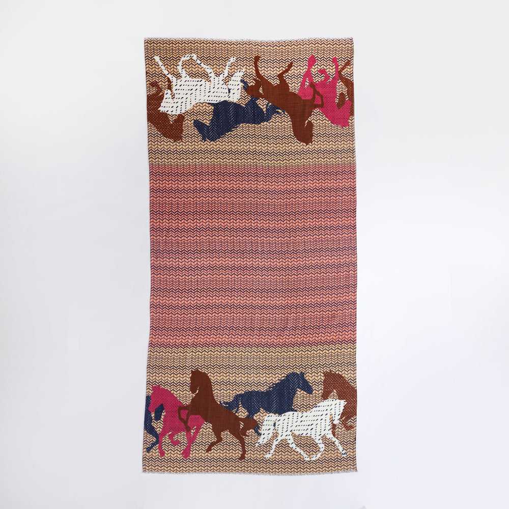 Japanese Printed Soft wool twill 'Wild Horses' ロングストール