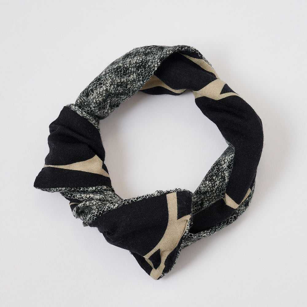 Japanese Merino Wool 'Halsham' リバーシブルヘッドスカーフ/ミニスカーフ