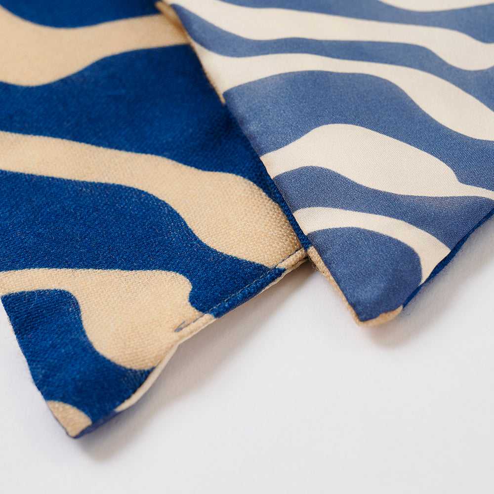 Silk/Wool 'Preston' blue リバーシブルヘッドスカーフ