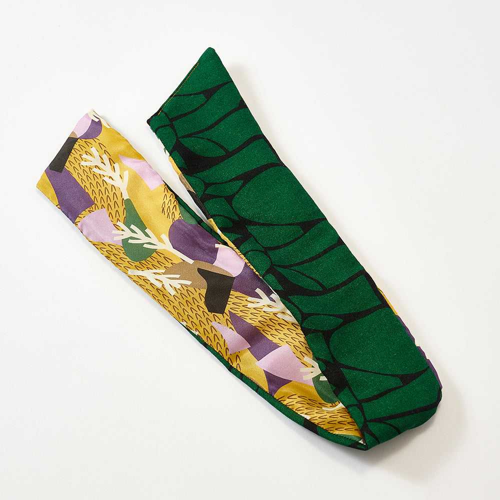 Silk/Wool 'Halsham' forest green リバーシブルヘッドスカーフ