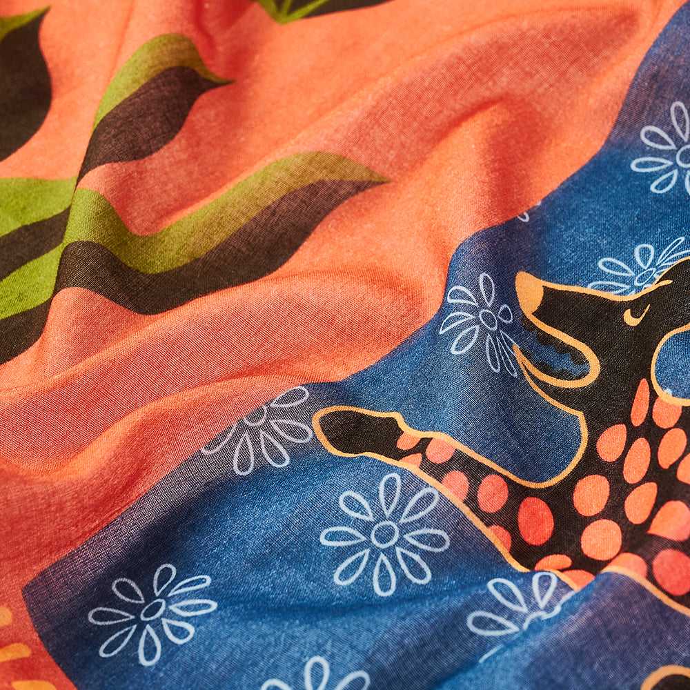 ４月中末入荷予定！Japanese Printed Organic Cotton 'Magic Carpets' b.red ロングストール