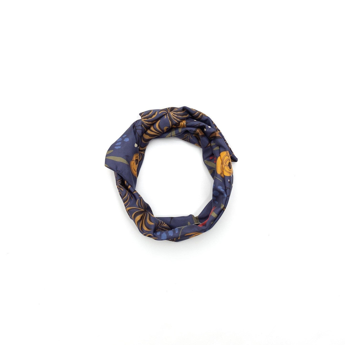 Japanese Printed Silk headband 'Pearsham' navy ヘッドスカーフ