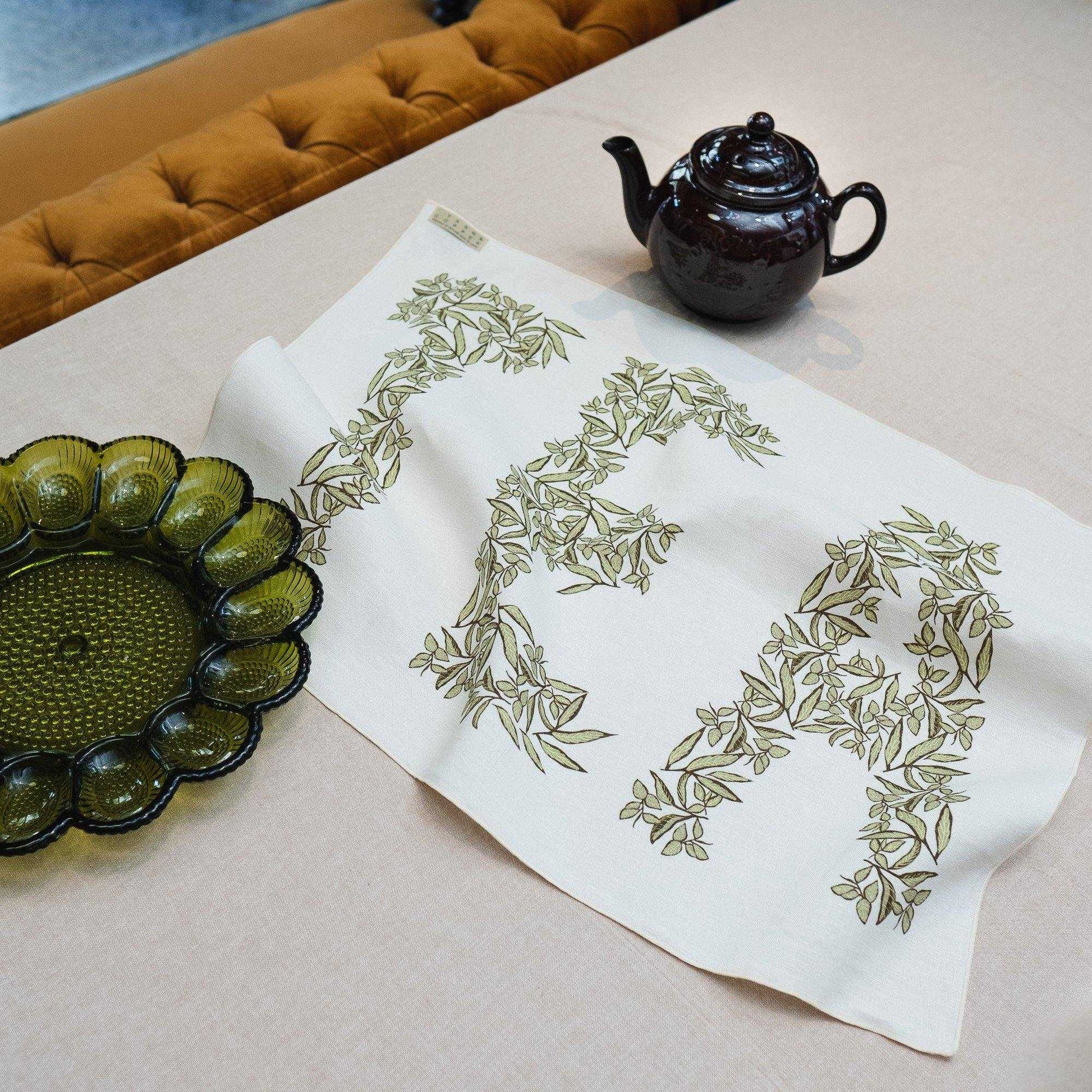 近江リネン Japanese Linen キッチンタオル  ’Tea leaves’ Cream | YARN&COPPER
