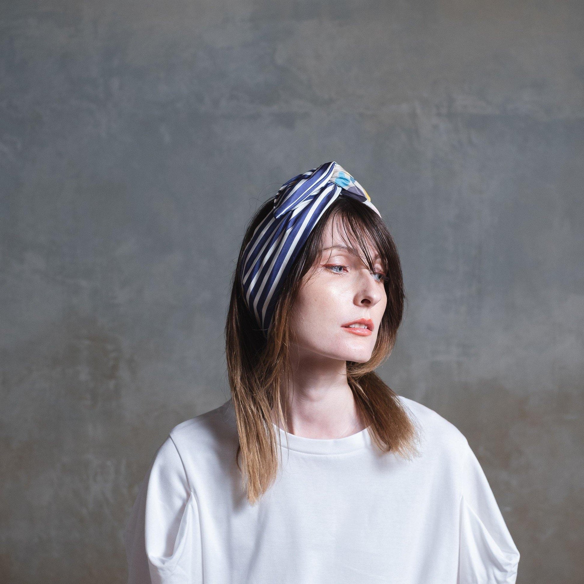 Japanese Printed Silk headband 'Pebbles' ヘッドスカーフ | YARN&COPPER