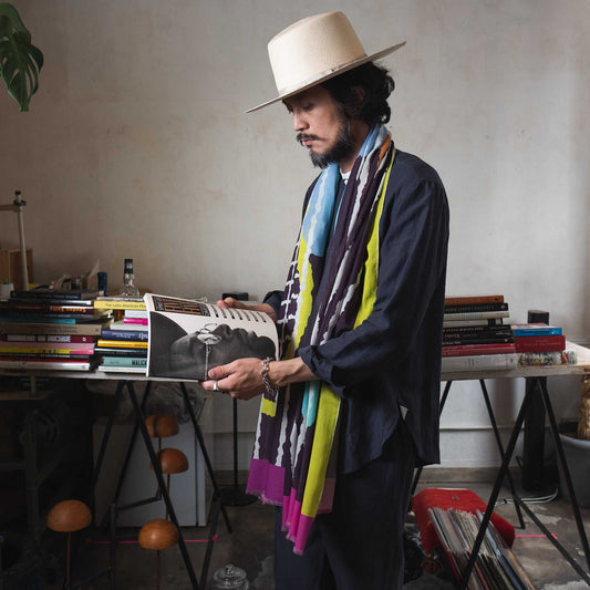 Japanese Printed Organic Cotton 'Match Point' purple ロングストール