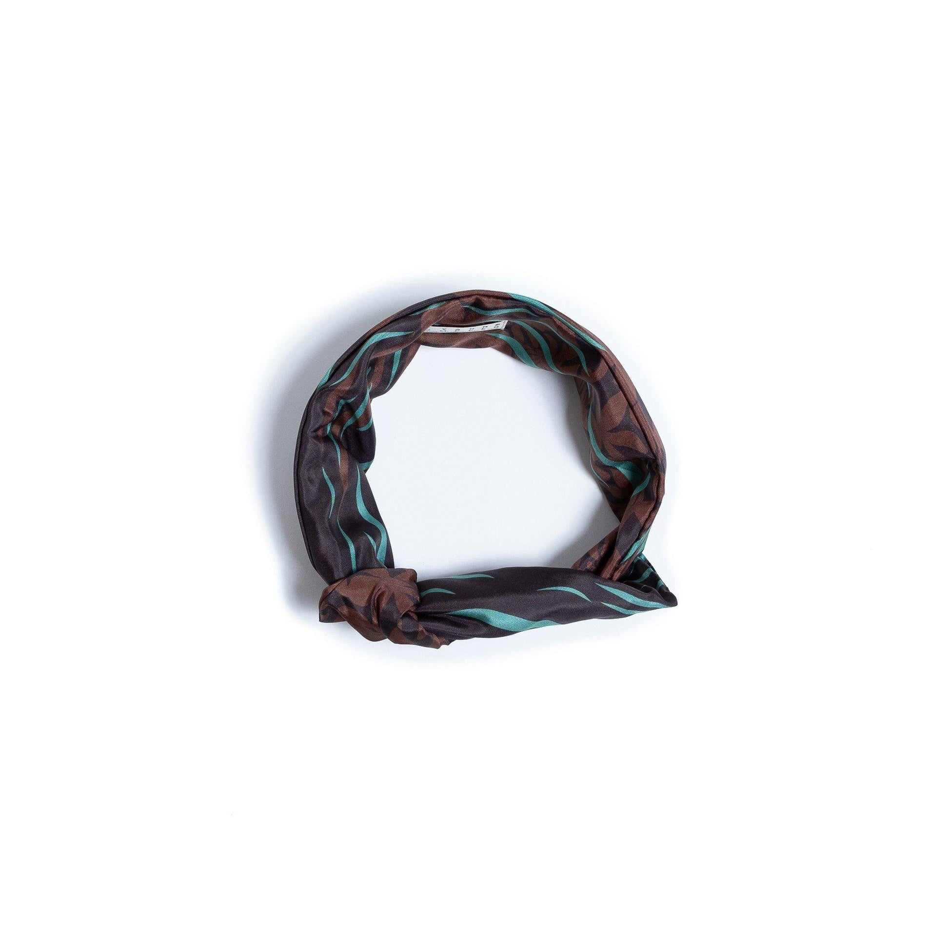 Japanese Printed Silk headband 'Sea bed' green ヘッドスカーフ