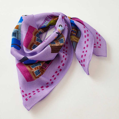 Japanese Merino Wool 'Via Notting Hill' sunset リング付きミニスカーフ