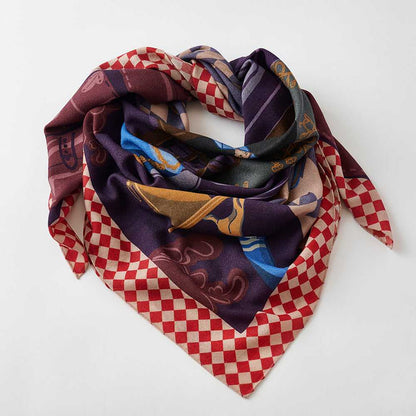 Japanese Merino Wool 'The Bellboy' purple 正方形スカーフ | YARN&COPPER