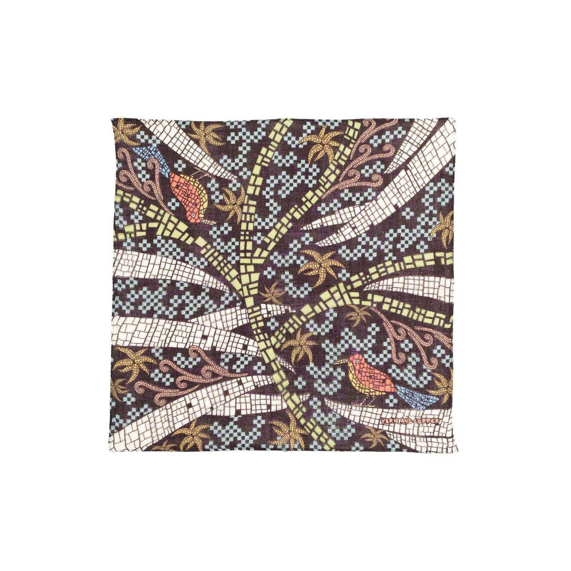 ２色 Japanese Printed Single gaze Organic cotton 'Songbirds' ハンカチ/バンダナ