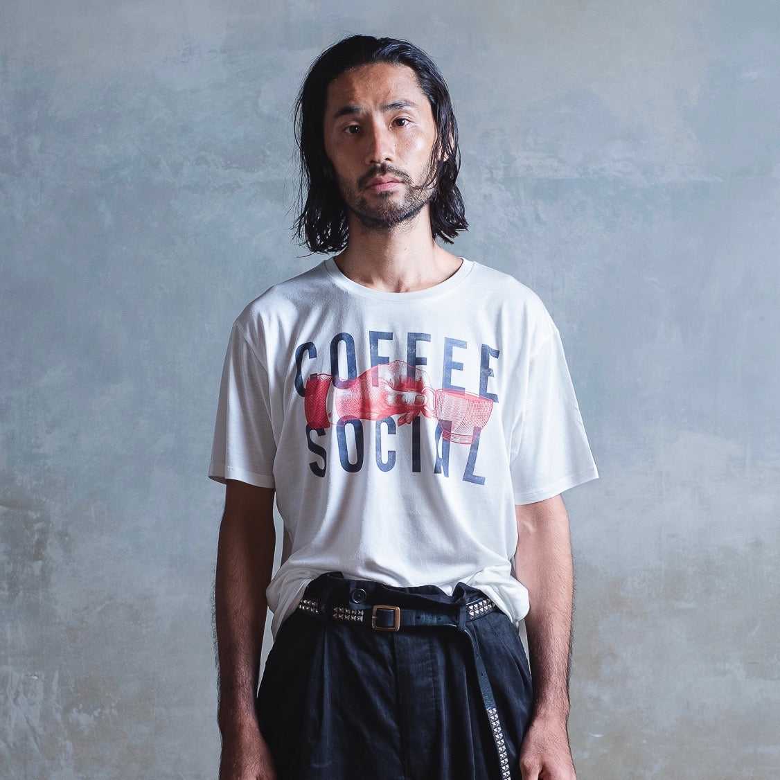 Japanese Printed Ecovero / O.Cotton UNISEX Tshirt 'COFFEE SOCIAL'