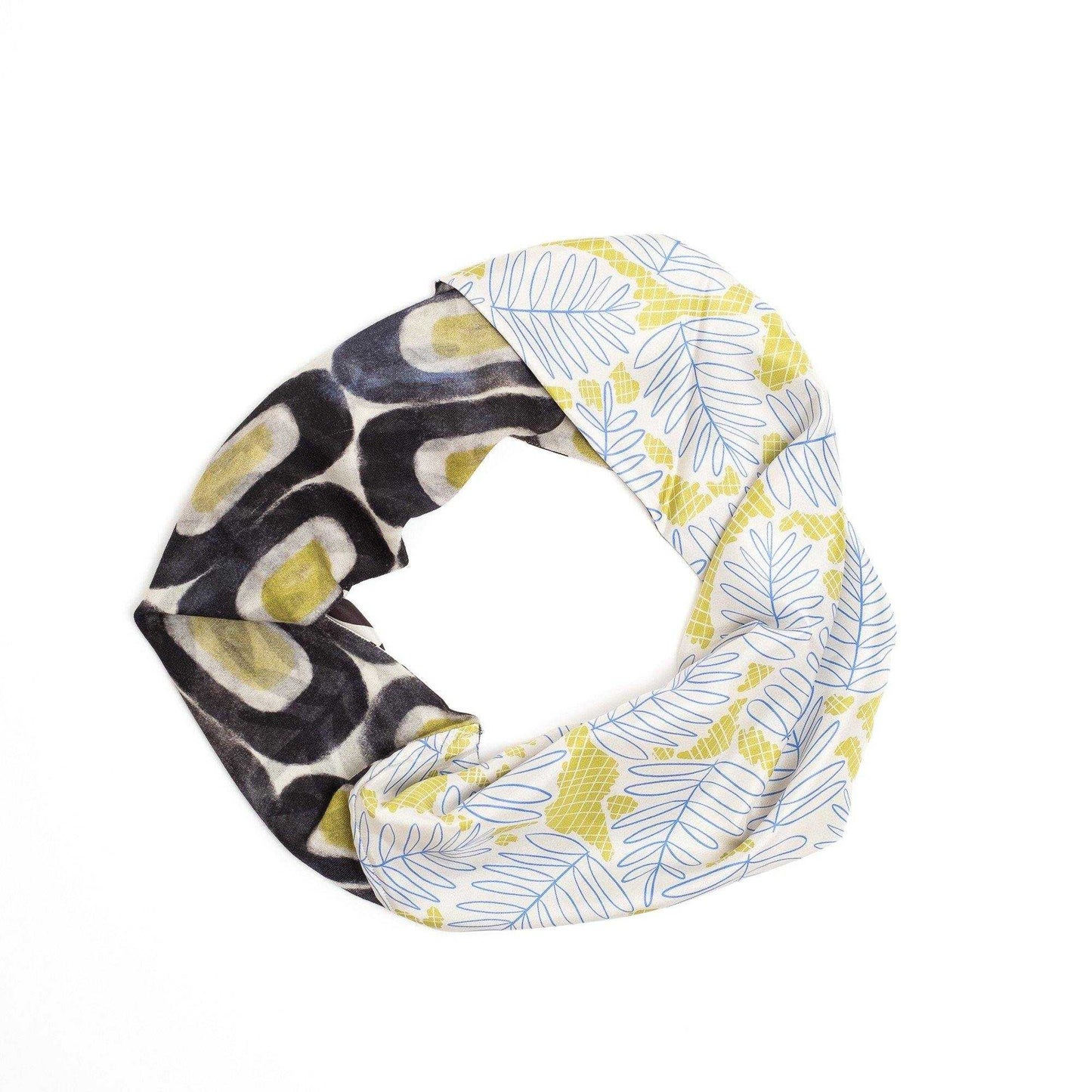 Japanese Printed Silk & Merino Wool 'Harrogate' Winter White ループスカーフ