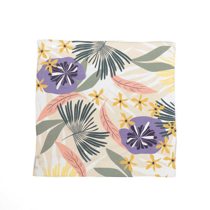 Japanese Printed Silk 'Tropics' Cream リング付きミニスカーフ | YARN&COPPER