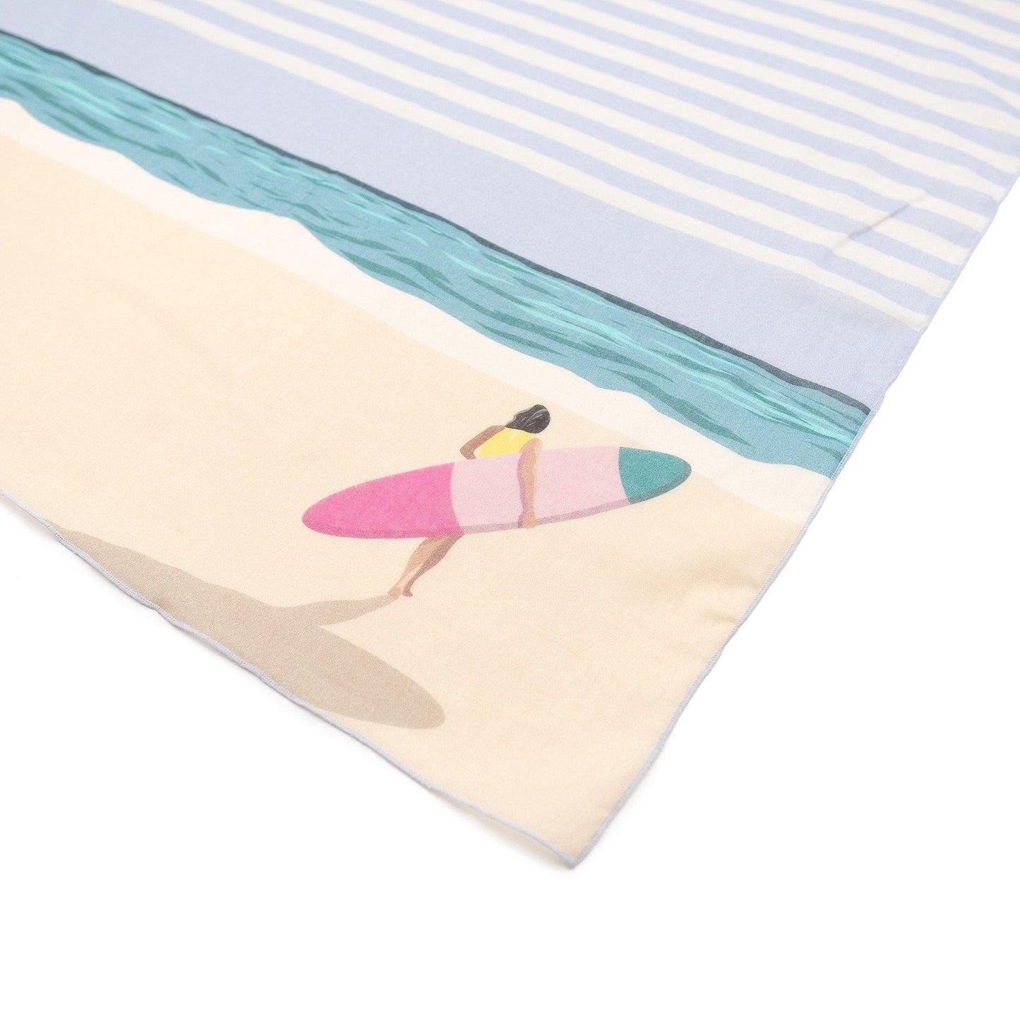 Japanese Printed Organic cotton 'The Surfer' light blue リング付きミニスカーフ
